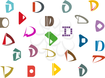 Set of alphabet symbols and elements of letter D
