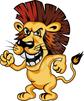 Angry cartoon lion isolated on white background
