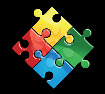 Pieces of puzzle game for abstract connection or integration design