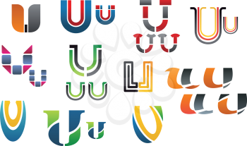 Set of alphabet symbols and elements of letter U