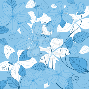 Blue floral background for textile or invitation card design