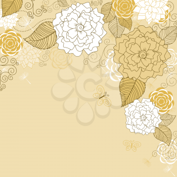 Retro color floral background for textile or invitation card design