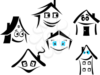 Set of smiling houses for real state design