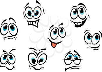 Comics cartoon faces set with different expressions