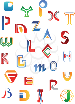 Set of full alphabet symbols and letters