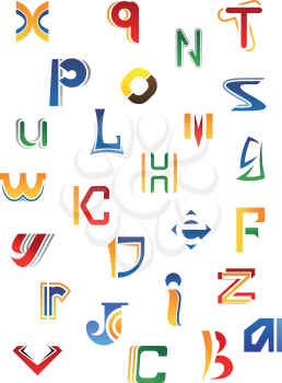 Set of full alphabet decorative letters in different design isolated on white background