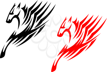 Tribal stallions isolated on white background for tattoo or t-shirt design