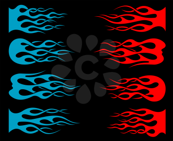 Set of tribal flames for tattoo and mascot design