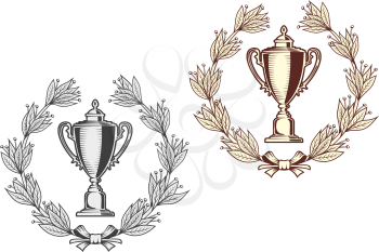 Award bowl with laurel wreath for sports or another achievement design concept