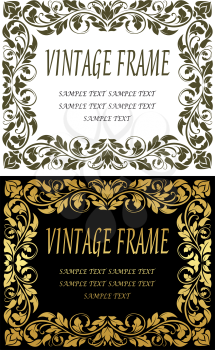 Vintage frames in retro floral style for luxury design