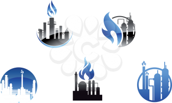 Refinery factory icons and symbols for industry design