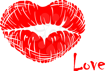 Red lips in heart shapefor love concept design