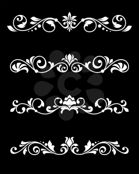 Set of retro borders and dividers in floral style