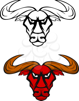 Attack bull head for team mascot or emblem design