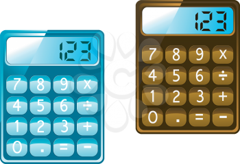 Calculator icons in glossy style isolated on white background