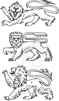 Powerful lions and predators for heraldry design
