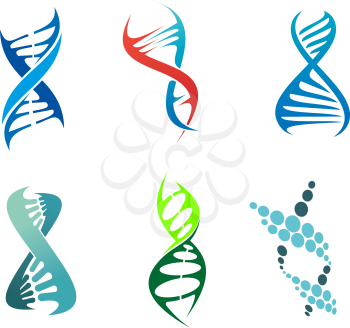 DNA and molecule symbols set for chemistry or biology concept design. Editable vector illustration