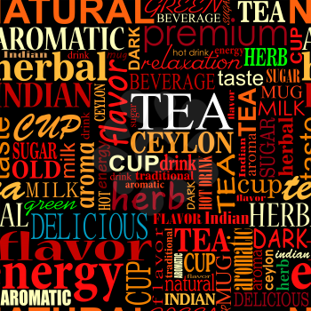 Seamless background with tea tags for food and beverage design