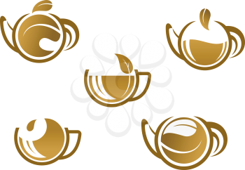 Set of tea icons and symbols for fast food or cafe design