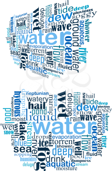 Water tag cloud for internet and web design