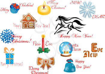 Christmas and New Year design elements with headlines