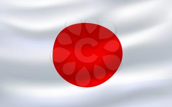 Flag of Japan 3d icon of national country symbol. Japanese official banner waving in the wind with red circle on white field for asian travel, patriotism, government or history themes design