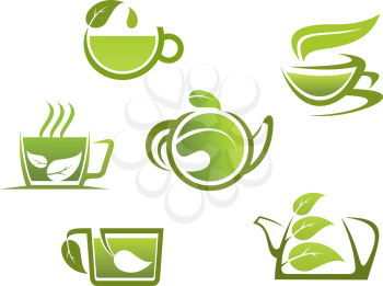 Herbal drinks and tea symbols for fast food design
