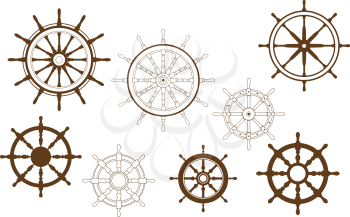 Steering wheels set for heraldry or marine design