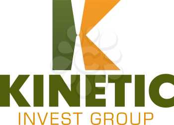 Letter K icon for invest group or bank design and financial corporation. Vector isolated Kinetic K letter symbol for banking business or marketing research and investments development company