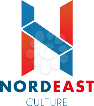 Letter N icon for company or brand corporate identity design in industry or construction and technology. Vector Nord East symbol of letter N symbol for production group or industrial corporation