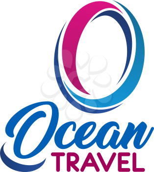 Letter O icon for ocean travel company or tourism adventure club and tourist journey agency. Vector isolated letter A of water wave symbol for marine cruise adventure team or travel trip club