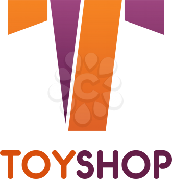 Letter T icon for kids toy shop or child games store. Vector isolated letter T in geometric constructor symbol for children education club and leisure entertainment company