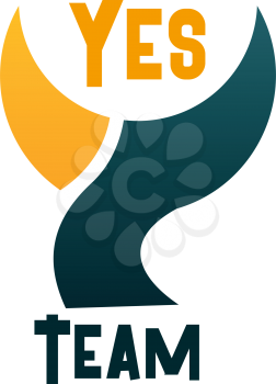 Yes team vector icon isolated on a white background. Concept of successful partnership and coworking, people working together. Concept for teamwork, training, business partnership or sport team