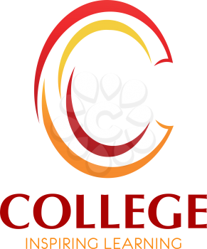 Letter C icon for college or university education or knowledge and learning center. Vector Inspiration symbol of letter C for science school or commercial and banking business academy