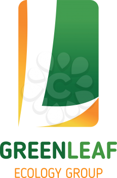 Letter L icon for ecology group or green eco nature protection and environment conservation. Vector green leaf symbol in letter L for clean earth and save planet project concept
