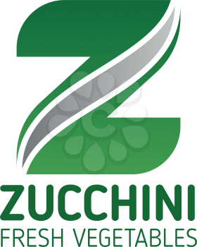 Letter Z icon for natural and fresh vegetables farm market or grocery store. Vector green symbol of letter Z for vegetarian or vegan restaurant and food or drink production company