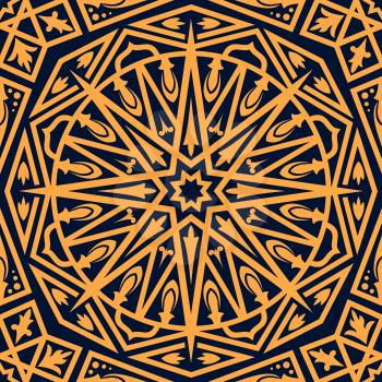 Arabic oriental ornament seamless pattern. Vector Arabian geometric decoration background, abstract Eastern or Moroccan arabesque, Turkish ornate mosaic motif and Islamic antique pattern