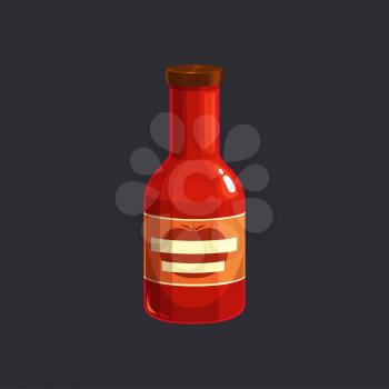 Ketchup bottle packaging isolated tomato sauce icon. Vector plastic container with cap, tomato juice or hot chili spicy sauce pack. Food condiment, seasoning pack with ketchup of red vegetables