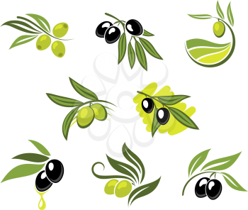 Royalty Free Clipart Image of Black and Green Olives