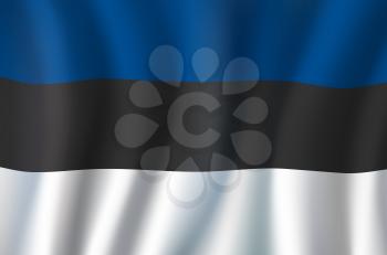 Estonia flag, 3D realistic wavy banner. Vector national flag, Estonia Independence Day symbol of blue, black and white stripes background