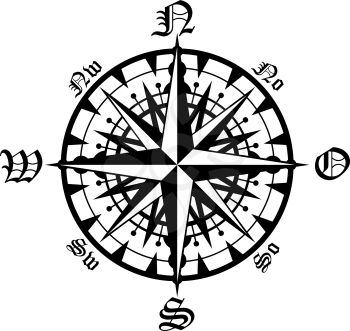 Navigation compass sign, Rose of Winds isolated. Vector marine and nautical sailing cartography compass