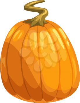 Pumpkin ripe gourd, fall harvest vegetable. Vector squash with stem, autumn food