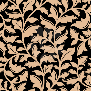 Floral seamless pattern with flourish elements in retro style