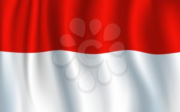 Flag of Indonesia, two equal horizontal bands of red and white. Vector waving banner, national flag. Independence day, european country patriotic symbol. Sang Saka Merah-Putih