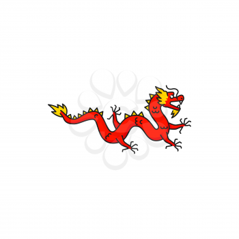 Chinese horoscope sign dragon lunar year calendar sign isolated symbol of China. Vector karate sport emblem, zodiac symbol, Lunar New Year dragon. Oriental CNY spring festival Dragon, astrology theme
