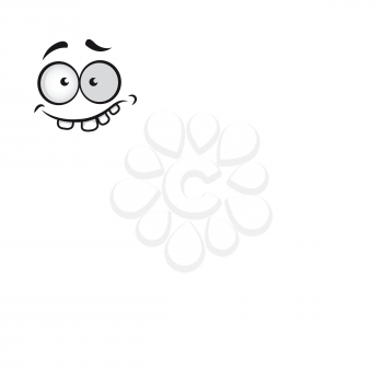 Crazy emoji symbol with tooth isolated emoticon. Vector confused or mad smiley face