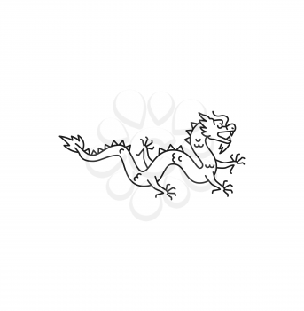 Dragon chinese beast isolated thin line icon. Vector zodiac symbol,horoscope animal Lunar New Year dragon, astrology theme. Oriental CNY spring festival Year of the Dragon, karate sport emblem