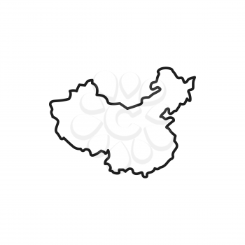 Map of China isolated thin line icon. Vector chinese geography map, chinese country territory border. Political and geographical map of China, geography map with cities and provinces, line art