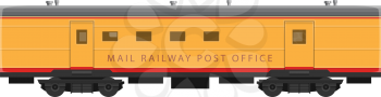 Mail railway post office in cargo vector isolated icon. Mobile sorting office in train