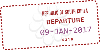 Republic of Korea departure stamp vector isolated icon. Approved pass insignia in international passport